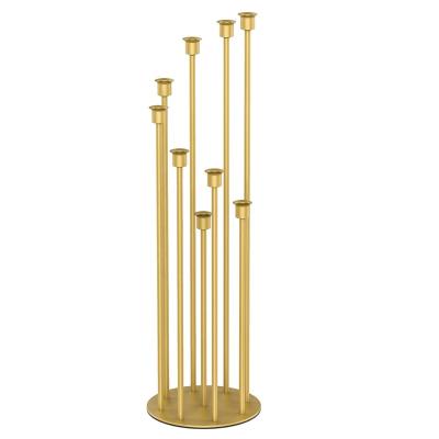 China Hot Sale Floor Stand Gold Iron Metal Stand Table Centerpieces Taper Candlestick Wedding Candle Pillar Stands Floor for sale