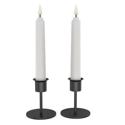 China New arrival hot sale set of 2 romantic dinner table centerpieces iron metal to taper black candlestick holders for sale