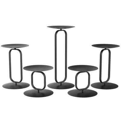 China Hot selling novelty wedding decoration table centerpieces iron black metal pillar vintage candle holder holders for sale