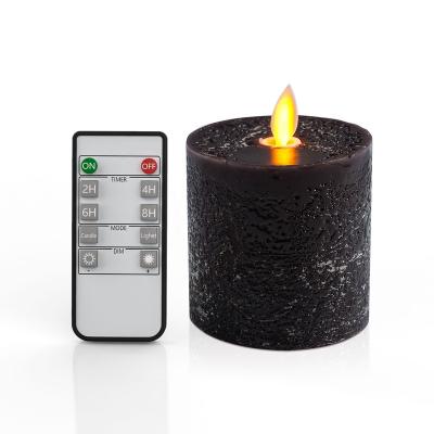 China Hot Selling 3 Inch Battery Operated Movable Wick Halloween Black LED Flameless Decorative Flameless Candles for sale