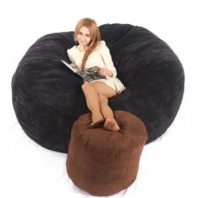 China Removable Luxury 6FT Microsuede Foambag Cover Memory Fillings, 6FT Cylinder Foam Velvet Bean Bag Chair Lazy Sofa Chair Factory for sale