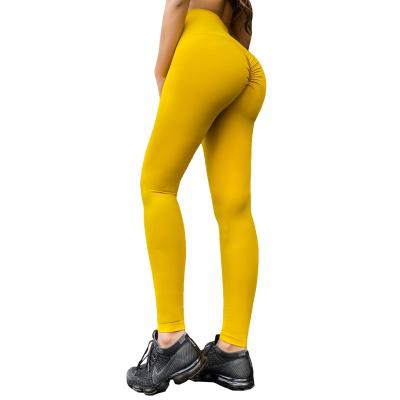 China 2020 new double-sided brocade sports breathable nude tight pants for women with high waist and peach buttocks chrysanthemum yoga pants for sale