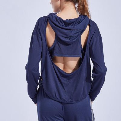 China New Breathable Long Sleeves Loose Casual Hooded Jacket Women Sports Yoga Workout Coat Running Clothes for sale