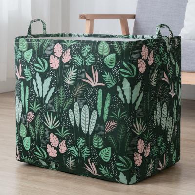 China Viable Dropshipping Cotton Foldable Storage Box Clothes Household and Cloth Quilt Storage Canvas Bag Organize Supplies for sale