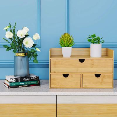 China Modern Bamboo Desk Organizer Bamboo Desk Drawer Storage Organization Table Box for Office Home Toiletries Supplies Vanity for sale