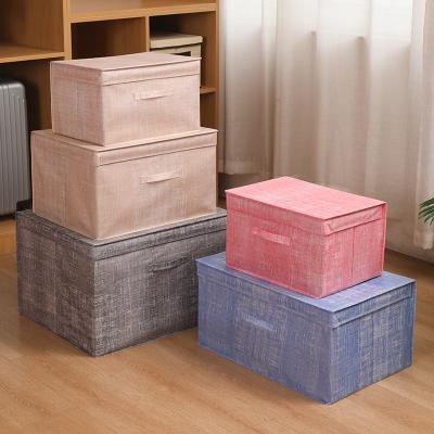 China Modern Waterproof Colorful Collapsible Bedroom Organizer Bathroom Jewelry Cloth Storage Box With Fin Lid for sale