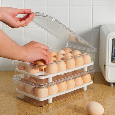 China Kitchen Modern Fridge Organizer Plastic Stackable Egg Storage Box for sale