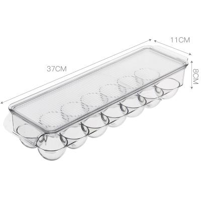 China Fresh Keep Eggs 14pcs Tray Holder Refrigerator Storage Box Food Storage Container Transparent Organizer Bins Kitchen Container With Lid for sale