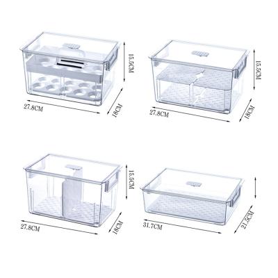 China Wholesale Modern Fridge Organizer Space Saving Bins Kitchen Organizer Plastic Fridge Storage Box With Removable Drain Tray for sale