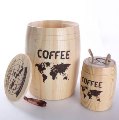 China Coffee Barrel Solid Wood Coffee Bean, Storage Wooden Tank, Decoration Small Bucket Wooden Barrel for sale