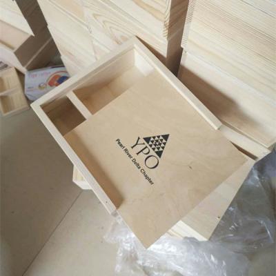 China Handmade Strong Structure Square Wooden Gift Box With Sliding Lid for sale