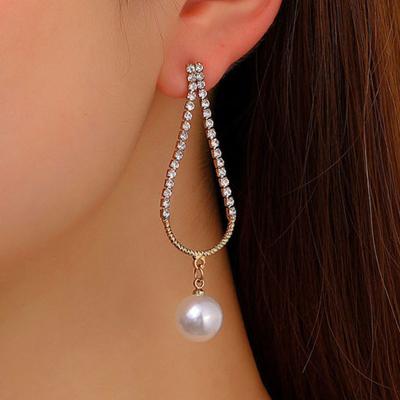 China New Trendy Simple Zircon Drop Earrings Pearl Drop Earrings Geometric Jewelry For Women for sale