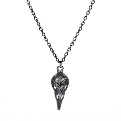 China New Gothic Punk Crow Skull Pendant Necklace For Women And Men Cold Wind Clavicle Chain Halloween Gift for sale