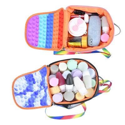 China Viable Needs Stress Reliever Push Shake Person Backpack Cartoon Silicone Rainbow Shake Toy School Bags Sensory for sale