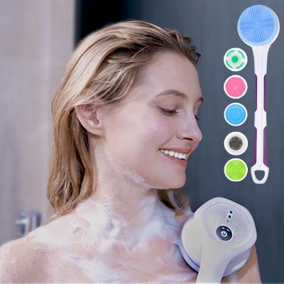 China Hot Selling Long Handle Amazon Brush Auto Electric Bathing Rotating Bathing Brush To Clean Electric Motor Back Brush For Washing for sale