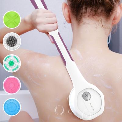 China Long Handle Shower 360 Wave Brush Round Massage Electric Silicone Body Bath Sponges Body Brush Cleansing Kit for sale