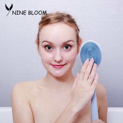 China Long Handle Silicone Bath Brush Long Handle Sustainable Blue Double Sided Massage Brush Long Handle Bath Brush for sale