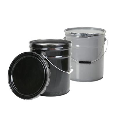 China Paint 18 Liters Use Bucket 18L Industrial Metal Drum Packing Paint Bucket Industrial Use With Hook Lid for sale