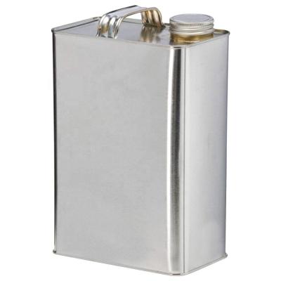 China 1 Gallon Square Chemical Tin Can 4L Screw Cap Oil Can With Metal Handle F Style Tin Can For Motor Oil for sale