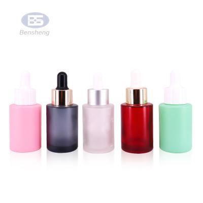 China Eco-friendly Recyclable Custom Glass Bottle Cosmetic Packaging Bottle Dropper Gradient Essential Oil Glass Bottle for sale