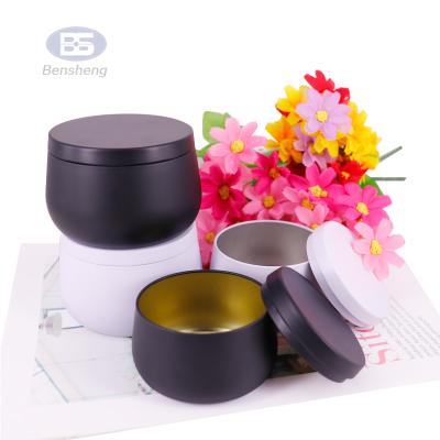 China Recycled Materials Candle Metal Box Small Drum Shaped Round Tins Vintage Seamless Custom 2.5 oz T Candle for sale