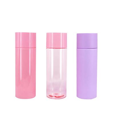 China Hot Sale 60ml Cylinder PET Cosmetic Pink Bottle Empty Plastic Skin Care Toner Bottle for sale