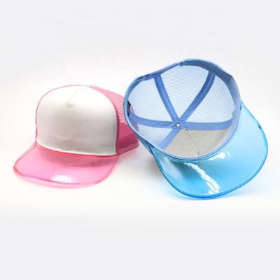 China Pure White Transparent Mesh Trucker Hats Caps Wholesale Various Color PVC Brim COMMON for sale