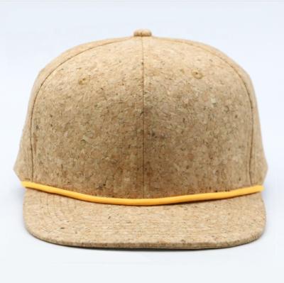 China COMMON Custom Design 6 Panel Blank Rope Brim Cork Hat Snapback Hats Wooden Hats for sale