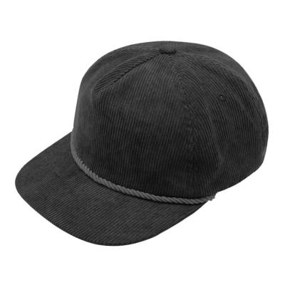 China Customized 5 Panel Design Fashion Style COMMON Flat Brim Square Corduroy Corduroy Caps Black Corduroy Hats for sale