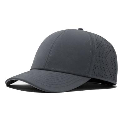 China breathable & Waterproof 6 Panel Polyester Laser Holes Quick Dry Breathable Sports Hat Perforated Snapback Hats for sale