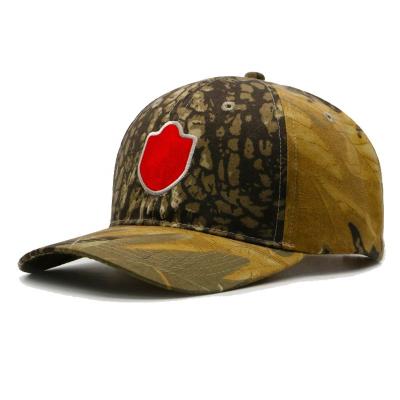 China Factory Price Embroidery Camouflage Sports Caps 6 COMMON Logo Panel Structured Camouflage Baseball Hats for sale