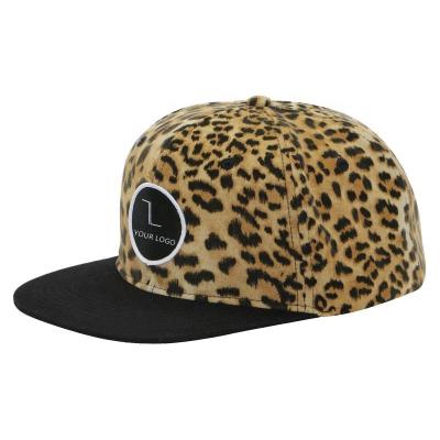 China COMMON Custom Design Leopard 6 Panel Snap Back Kids Hats Furry Front Woven Patch Children Hats for sale