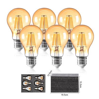 China Hotel 6 Packs of Warm Amber 4W LED Filament Antique Edison Light Bulb E26 E27 Vintage Bulb for sale