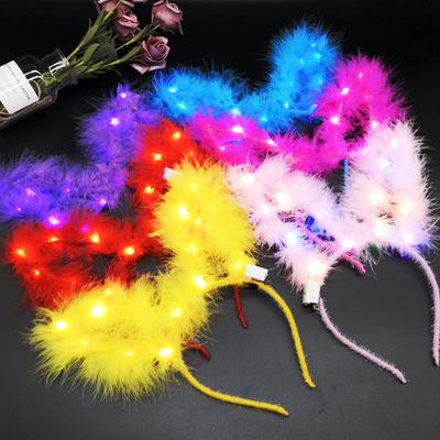 China Fashion festival hot party glowing luminous hair band led cat rabbit ear headbands for women girl kids for sale