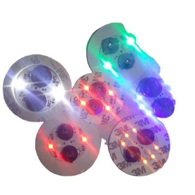 China Factory Plastic OEM 6 LED Led Bottle Sticker Light, Led Cup Coaster With Adhesive Sticker For Wedding Party Clubs Bar Drinks Decoration for sale