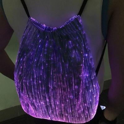 China OEM Outdoor Sport Night Light Backpack Fiber Optic Hot Selling Fiber Optic LED Recycling Drawstring Bag for sale