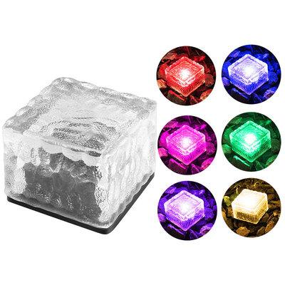 China IP68 RGB Solar Theme Park Ice Glass Bricks Buried Underground Lamp for Outdoor Decoration Garden Yard Park Sidewalk Pathway Landscape Light for sale