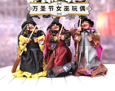 China Holiday Decorations Wholesale Halloween Witch Scene Decoration Gift Small Party Props Sweep Witch Doll for sale