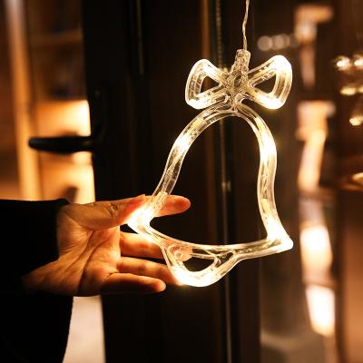 China Eco-friendly LED Christmas Window Decoration Lights PVC Hanging Lanterns Snowflake Snowman For Store for sale