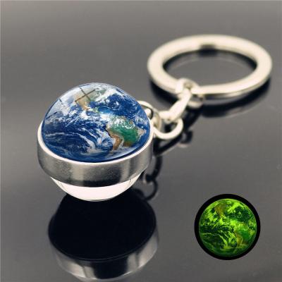 China Gifts ; hot custom glass pendant bag double-sided ornament glass ball key chain planet universe logo decoration sales key chain for sale