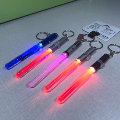 China Switch On Custom Logo Flashing Led Key Chain Cheap Design Acrylic Printed Light Led Key Chain Lightsaber For Star Wars for sale