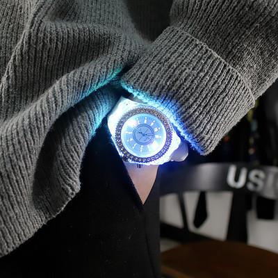 China LED display luminous faux stone led watic fashion light Korean trend watch male and female couples creative jelly quartz for sale