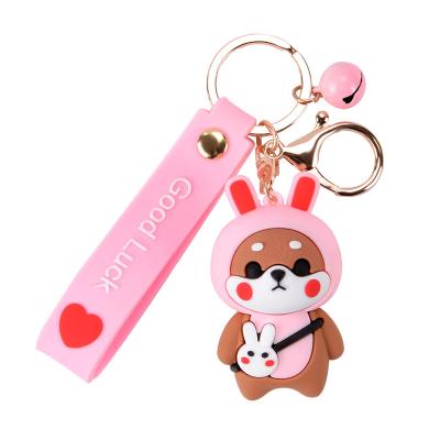 China Lovely Saddlebag Rubber+alloy Bear Soft Rubber Cartoon Doll Pendant Key Chain for sale