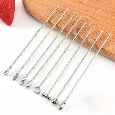 China Bar Tools Metal Gold Silver Vintage Fruit Pin Fork Stainless Steel 304 Viable Wholesale Cocktail Selection for sale