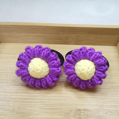 China Fashion Handmade Girls Woolen Yarn Flower Hair Cute Soft Knitting Elastic Ring for sale