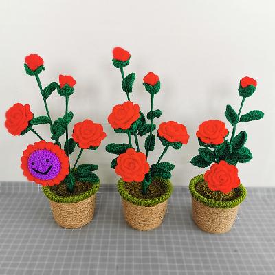 China YARN wholesale fashion yarn handmade crochet knitting artificial flower for home decor for sale