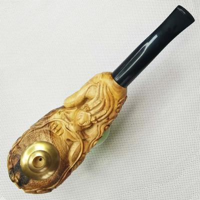 China Customized Hand Made Engraved Wooden Smoking Pipe Smoking Pipe for sale