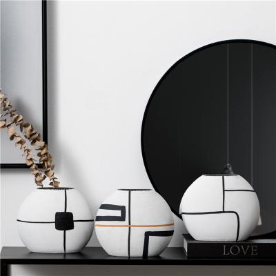 China Modern Interior Decorations Modern custom design living room nordic round vase ornaments home decor matte ceramic vases for interior for sale