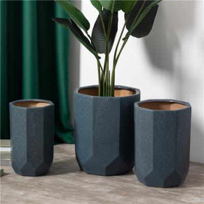 China European Minimalist Decoration Nordic Home Planter Floor Creative Blue Ceramic Flower Pots For Garden Decor for sale