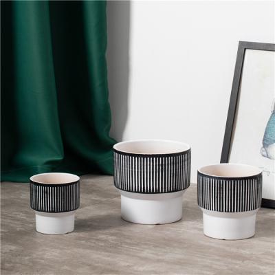 China Modern Minimalist Design Style Simple Stylish Planter Flower Pot Outdoor Decoration Cheap Embossed Ceramic Plant Pots for sale